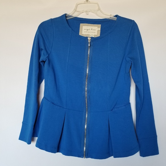 Evy's tree Tops - Evy's tree zip up peplum blue top size small